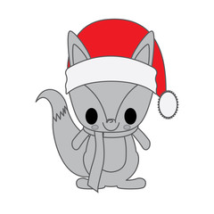 kawaii animal style with Christmas theme isolated icon design, vector illustration graphic