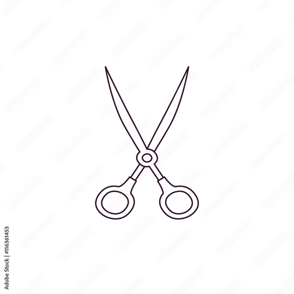 Wall mural white scissors isolated icon design, vector illustration graphic