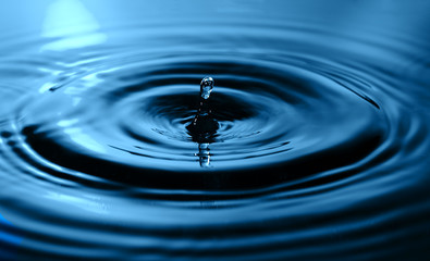 Water drops on blue background