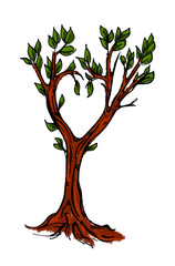 Naklejka premium Love tree cartoon