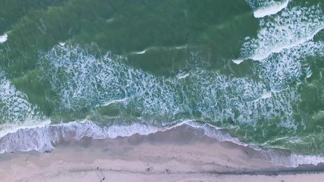 Flying over the coast. Beach with sand. aerial survey