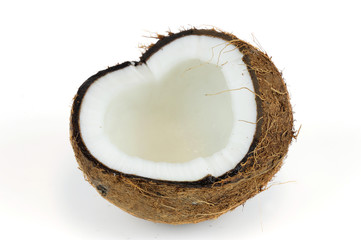 coconut open shells isolated on white background