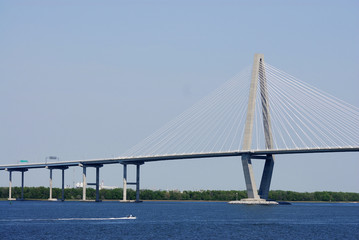 bridge in Charleston across the river in sunny day