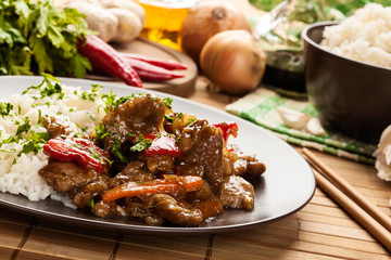 Chinese sticky pork sirloin roasted with a sweet and savory sauc