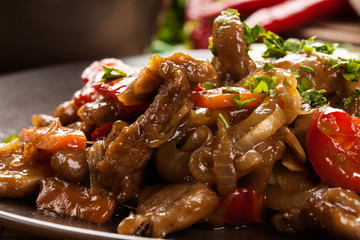 Chinese sticky pork sirloin roasted with a sweet and savory sauc