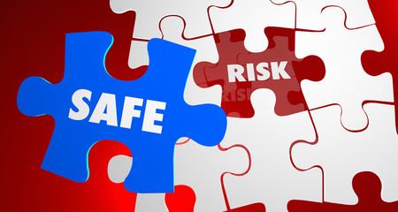 Risk Vs Safe Dangerous Security Puzzle Piece 3d Illustration