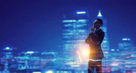 Working till late night .  Mixed media