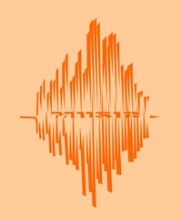 Orange sound range curve with music word within