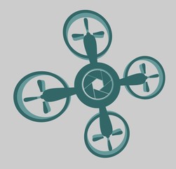 Vector illustration of the drone vehicle. Aerial photo. Aperture symbol