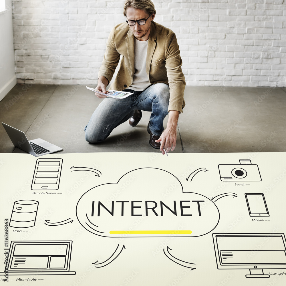Poster cloud transfer data connection network concept