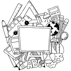 School tools doodle art vector