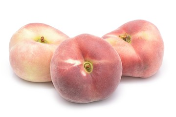 chinese flat peaches isolated on white background