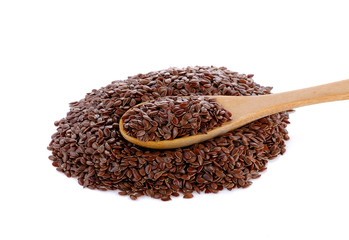 flax seeds on white background