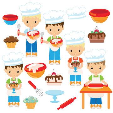 Cute Baker Boy Vector Illustration