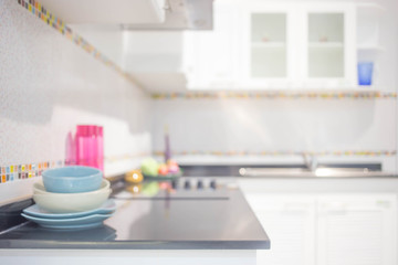 Obraz na płótnie Canvas Blur image of modern Kitchen Room interior. Kitchen Room.
