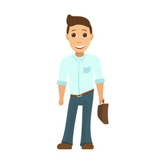 Businessman with case isolated Vector