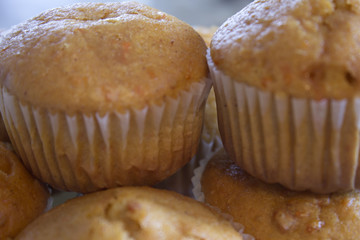 This is a photograph of Carrot muffins