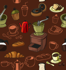 doodle coffee pattern