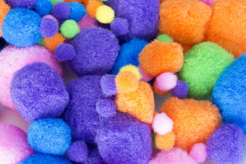 This is a photograph of Fluffy colorful craft Pom Poms
