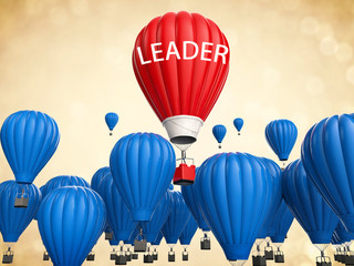 leadership concept with red hot air balloon
