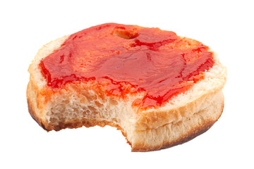 Homemade burger bun with ketchup