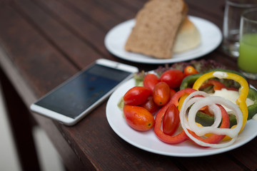healthy foods, Sweet Peppers or Bell Peppers slice and red tomat