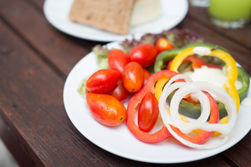 healthy foods, Sweet Peppers or Bell Peppers slice and red tomat