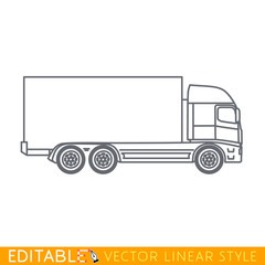 Lorry. Cargo truck. Editable vector icon in linear style. Editable vector icon in linear style.