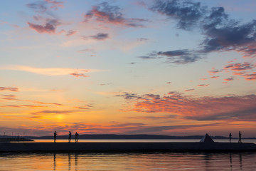 Picturesque sundown on summer lake