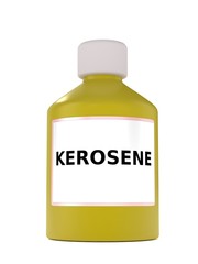 3d illustration of bottle with kerosene sample