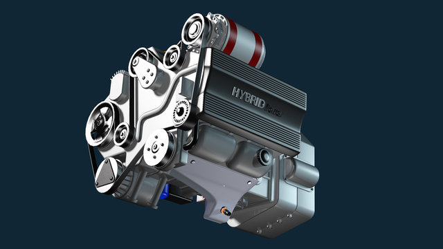Ansicht eines Hybridmotors zum PKW-Antrieb