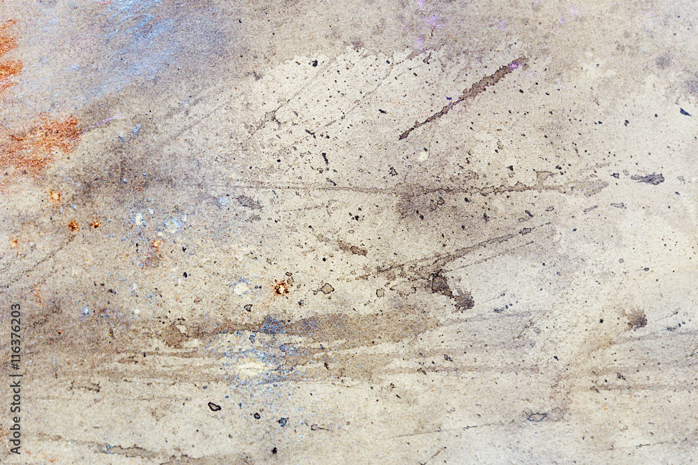 Poster abstract painting with blurry and stained structure.