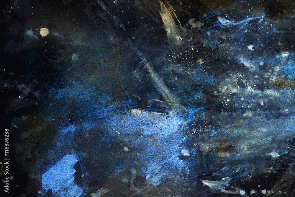 Poster abstract painting with blurry and stained structure. Color effect and Computer collage. winter freeze effect.