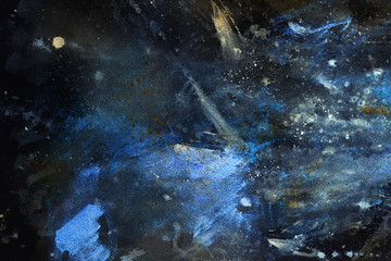 abstract painting with blurry and stained structure. Color effect and Computer collage. winter freeze effect.