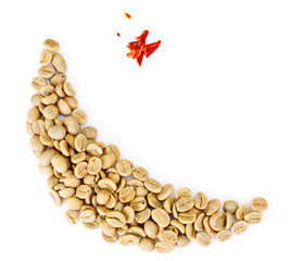 Green Coffee Beans in the Shape of the Moon