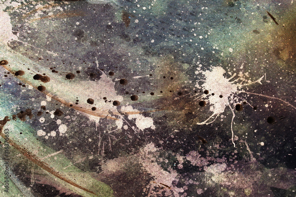 Aufkleber abstract painting with blurry and stained structure. Color effect and Computer collage. with gentle feather silhouette.