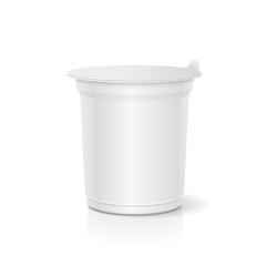 White blank plastic container for sour cream, yogurt, jams