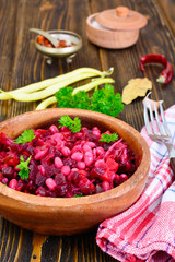 Vinaigrette with Beans on Dark Boards