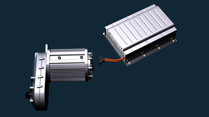 Elektromotor mit Batterie für einen PKW-Antrieb