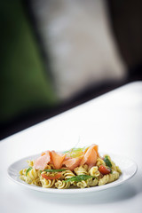smoked salmon organic tomato and basil fresh pasta salad