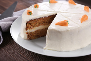 Delicious carrot cake, closeup