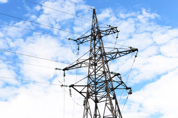 Electric pole on sky background