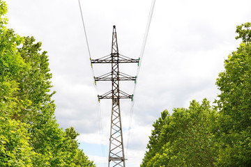 Electric pole on sky background