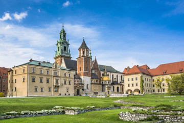 Fototapeta na wymiar Wawel cathedral on Wawel Hill in Krakow, Poland