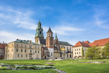 Fototapeta na wymiar Wawel cathedral on Wawel Hill in Krakow, Poland