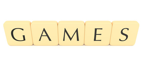 Letter tiles: games, 3d illustration