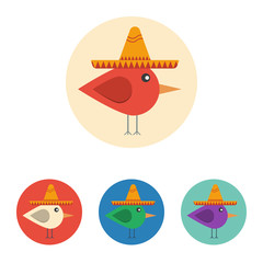 Flat icon with bird with mexican hat