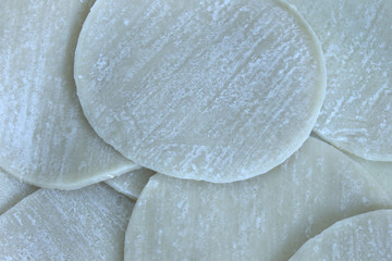 This is a photograph of Dumpling wrappers