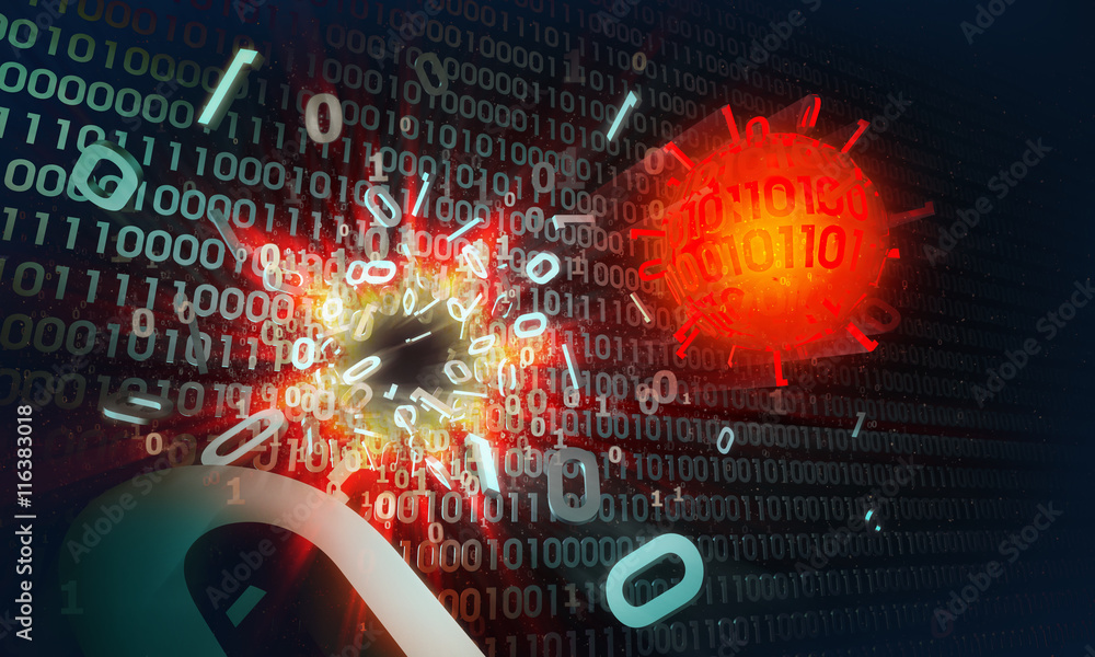 Poster attack of virus on computer