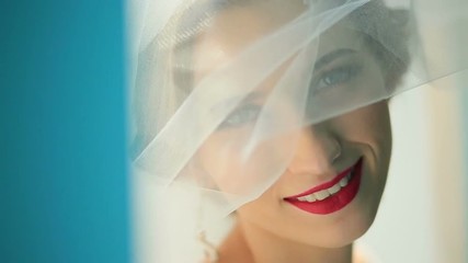 Portrait of beautiful bride smiling on the camera